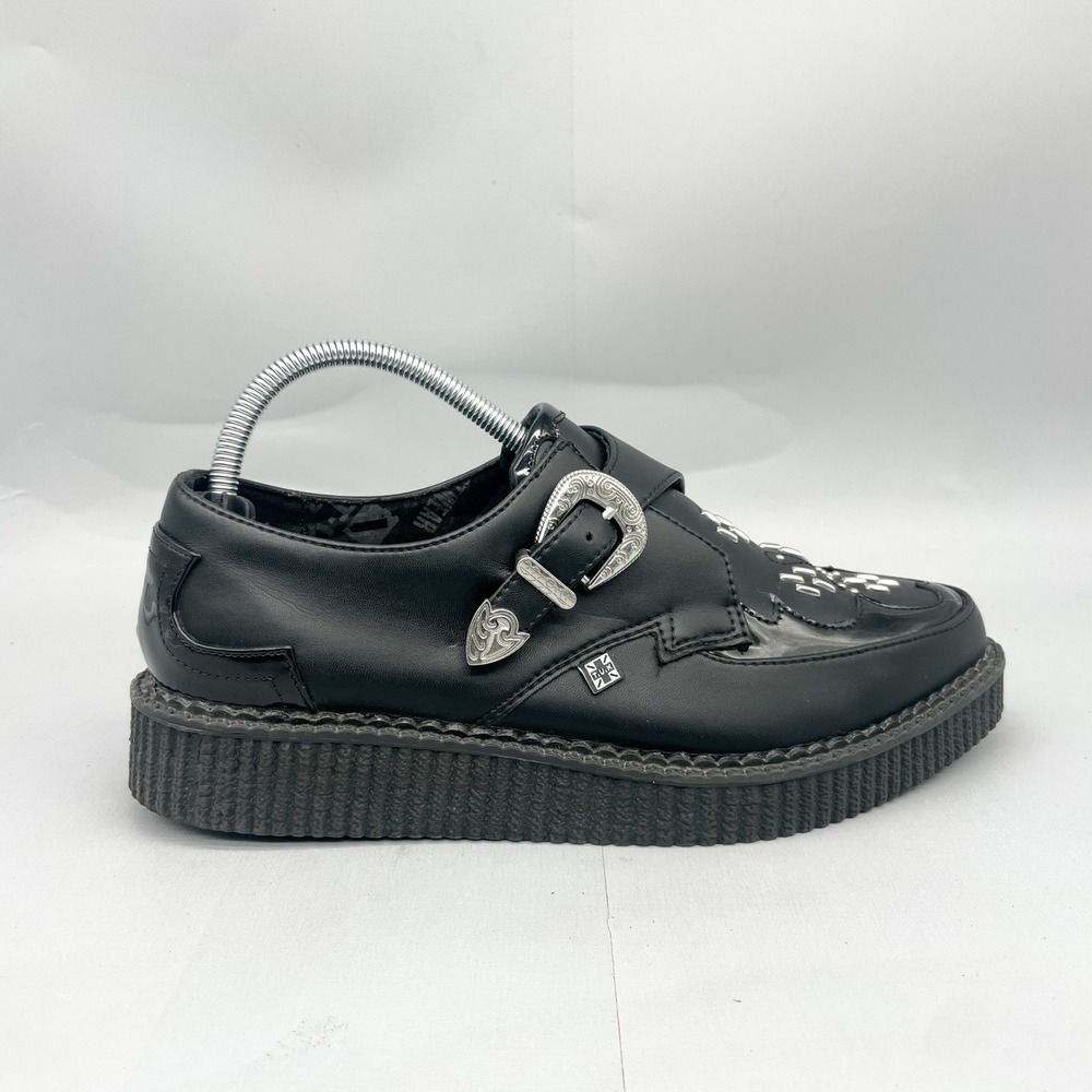 TUK Mens 8 Creepers Shoes Black Studded Western Monk Strap Rock Punk Goth Grunge